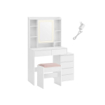 Kosmetinis staliukas su LED, baltas