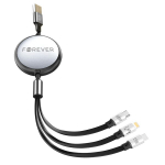 3in1 i&scaron;traukiamas kabelis; 1,2 m; USB-A į Lightning + 2&times; USB-C, 100 W