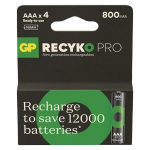 GP ReCyko+ Pro 800mAh AAA/HR03 akumuliatorių rinkinys &ndash; 4 vnt.