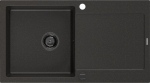 Granitinė virtuvinė plautuvė Mexen Leo su sifonu, Metallic black/gold+Black, 900 x 500 mm