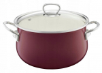 Emaliuotas puodas su dangčiu Pyza 16 cm, bordinis