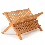 Bambukinė indų džiovyklė Begryf KH1, 45x35x25 cm, sulankstoma, dvi pakopos, natūrali spalva