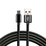 USB Kabelis - everActive 1m Juodas, Nėrinys, Greitam Įkrovimui 3A