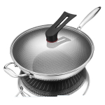 Dvipusė nerūdijančio plieno wok keptuvė, 34cm