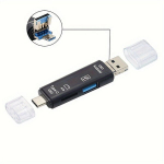 5 Viename Daugiafunkcinis USB C/Micro/SD Kortelių Skaitytuvas Adapteris,  Juoda
