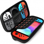 Ne&scaron;iojimo dėklas, skirtas Nintendo Switch ir NAUJAS Switch OLED modelis (2021), ne&scaron;iojamasis kieto apvalkalo mai&scaron;elis, kelioninis žaidimų krep&scaron;ys jungikliui (juodas)