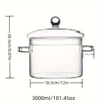 Stiklinis puodas su medine rankena, 3000 ml