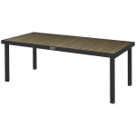 "Outsunny" sodo stalas aliuminis 190x90 cm, atsparus oro sąlygoms, medžio i&scaron;vaizdos bufetinis stalas, neslidus stovyklavimo stalas 8 žmonėms balkono stalas terasos stalas lauko valgomojo stalas sode, terasoje, balkone, natūrali mediena, Natūrali mediena