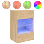 Sieninė Televizoriaus spintelė，TV spintelė，TV staliukas su LED lemputėmis, ąžuolo, 40x30x60,5cm CFE705907