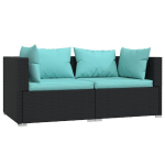 Dvivietė sofa，Poilsio sofa su pagalvėlėmis, juodos spalvos, poliratanas CFE80261