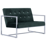 Dvivietė sofa，Poilsio sofa su porankiais, tams. žal. sp., chromas ir aks. CFE45783