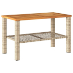 Sodo stalas，Lauko stalas, smėlio, 70x38x42cm, poliratanas/akacijos mediena CFE266130