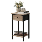 Naktinis staliukas su stalčiumi ir lentyna &scaron;viesiai rudas lofto stiliaus spintelė