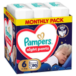Pampers Night Pants Sauskelnės-Kelnaitės, 6, 80 vnt.