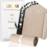 Polietileno plastikiniai savaime užsiklijuojantys kurjerių vokai - mai&scaron;eliai LIVMAN LY-99, 22x34cm, 100 vnt. pakuotėje