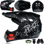 Motokroso BMX &scaron;almas komplektas vaikams 53-54cm - visureigių akiniai + S pir&scaron;tinės