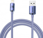 Greito įkrovimo ir duomenų perdavimo USB Lightning kabelis, 2m, violetinis