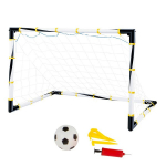Futbolo vartai, kamuolys ir pompa.