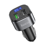 Moduliatorius + automobilinis pakrovėjas Hoco FM, 2xUSB, QC3.0 18W E67, juodas
