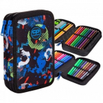 Forminis dviejų skyrių penalas su priedais CoolPack Jumper 2 Football Blue