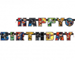 Popierinė girlianda Justice League "Happy Birthday", 190 x 13 cm 49980