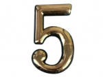 Numeris 5 N1011, žalvario spalvos, 5 cm