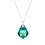Sidabrinis kaklo papuo&scaron;alas moterims DiamondSky &bdquo;Baroque V (Bermuda Blue)&ldquo; su Swarovski kristalais DS01K744
