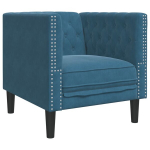 Chesterfield krėslas, mėlynos spalvos, aksomas