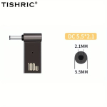 TISHRIC 100W PD Greitas Įkrovimas USB-C į DC Adapteris , DC 5,5 x 2,1