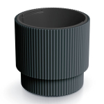 Antracito spalvos dryžuotas plastikinis vazonas ant kojos 39,5x37,5 cm Milly