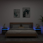 Naktinės spintelės su led, 2vnt., juodos, 40x39x48,5cm