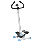 Stepper treniruoklis, LCD monitorius, neslystantys pedai, plienas ir ABS, 55x44x108 cm, iki 100 kg, Mėlyna+balta