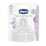 Silikoninia buteliuko čiulptukai Chicco Natural feeling, 6 mėn.+, vidutinio tekėjimo 2 vnt.i