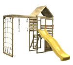 Vaikų medinė žaidimų aik&scaron;telė su čiuožykla, laipiojimo tinkleliu, Wendi Toys M40 Climb Tower Set