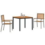 3 dalių sodo valgomojo rinkinys, pilkas poly rattan akacijos,kraunamos sodo kėdės su pagalvėlėmis 2 vnt. pilkas poly rattan,sodo stalas 90x90x75 cm solidus akacijos medis ir metalas