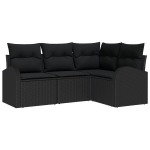 4 dalių sodo sofa komplektas su pagalvėlėmis juodas poli ratanas