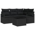 5 dalių sodo sofos rinkinys su pagalvėmis, kreminis poli ratanas,2-vietė sodo sofa su pagalvėmis, juodas poli ratanas