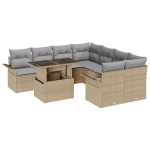 9 dalių sodo sofa su pagalvėmis Smėlio poli ratano