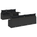 8 dalių sodo sofos rinkinys su juodomis pagalvėlėmis,2-vietė sodo sofa su pagalvėlėmis