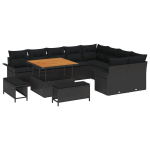 12 dalių sodų sofų rinkinys su pagalvėmis juodas poli ratanas akacijos mediena,3 dalių sodų valgomojo rinkinys su pagalvėmis juodas poli ratanas akacijos mediena,2-vietė sodo sofa su pagalvėmis juodas poli ratanas