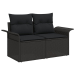 13 dalių sodų sofos rinkinys su pagalvėmis Juoda Poli Ratanas Akacija,2 vietų sodų sofa su pagalvėmis Juoda Poli Ratanas,3 dalių sodų valgomojo rinkinys su pagalvėmis Juoda Poli Ratanas Akacija