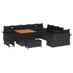 13 dalių sodo sofa rinkinys su pagalvėmis Juodas Poliratanas Akacija,2-vietė sodo sofa su saugojimu & pagalvėmis Juodas Poliratanas,3 dalių sodo valgomojo rinkinys su pagalvėmis Juodas Poliratanas Akacija