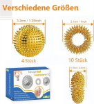 4 ežiuko kamuoliukai kieti + 10 akupresūrinių žiedų - skills borderline rinkinys su skill ball metal skill ring - akupresūrinis kamuoliukas ežiuko kamuoliukai maži 3 cm akupresūrinis žiedas skills rinkinys stresui suaugusiųjų masažas