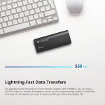 Timetec ne&scaron;iojamas i&scaron;orinis ssd usb 3.2 gen2 usb type c iki 550mb/s itin plonas aliuminio mini solid state drive, 512gb, juodas