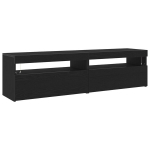 TV spintelės su LED &scaron;viesomis 2 vnt Juoda 75x35x40 cm Inžinerinis medis