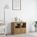 &Scaron;oninės spintos su LED ap&scaron;vietimu 2 vnt. Amatų ąžuolas 41x37x67 cm
