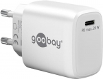 Goobay 65406 usb-c pd (power delivery) greitasis įkroviklis 20 w su gan technologija, įkroviklis / maitinimo &scaron;altinis / įkroviklis, skirtas usb type c įrenginiams / iphone / ipad / samsung galaxy, baltas