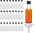 Belle Vous 24 vnt. alkoholinių gėrimų butelių - mini 55 ml plastikiniai tu&scaron;ti alkoholinių gėrimų buteliai su juodu dangteliu - premija: skystas piltuvėlis skysčiui įpilti į butelius - puikiai tinka vestuvėms, vakarėlių dovanoms, menams, dažams ir ren ...