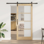 vidaXL Slankios durys ORKDAL Natūrali ir juoda 93 x 211 cm