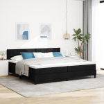 Paprasta lova su čiužiniu ir led juosta, juoda, 200x200 cm, audinys